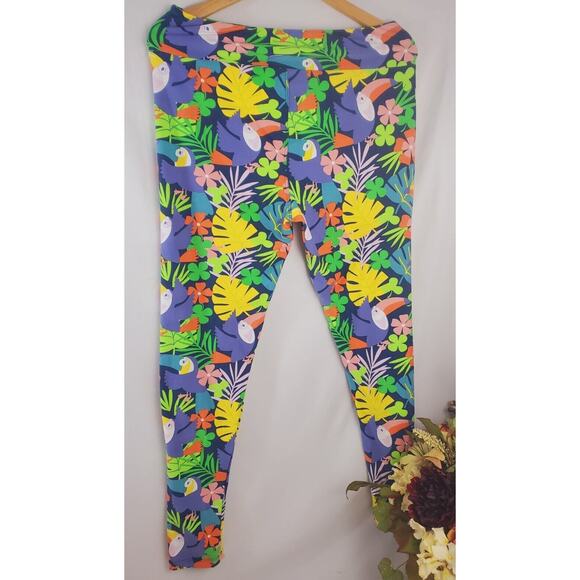 LuLaRoe Leggings TC Tall & Curvy Butter Soft Pink Floral Print Womens Plus Size - Picture 4 of 6